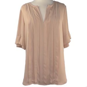 Ann Taylor subtly sheer and ruffle sleeves blouse